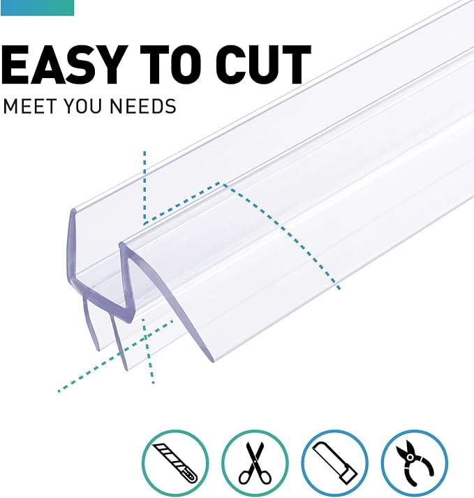 Shower Door Bottom Seal, 2 PCS 5/16" x 36" Shower Door Sweep for 5/16 Inch Glass, Frameless Glass Door Seal Strip,Stop Shower Leaks and Create a Water Barrier