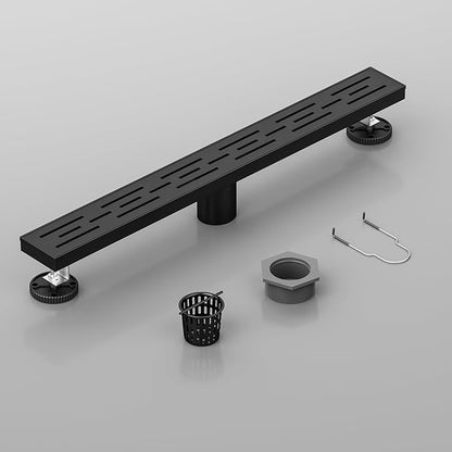 Neodrain 28 in Matte Black Linear Shower Drain, Rectangular Shower Linear Drain with Brick Pattern Grate, 304 Stainless Steel Bathroom Floor Drains