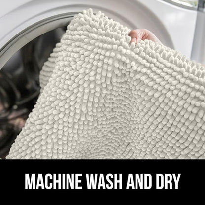 GORILLA GRIP Bath Rug Mat 30x20, Soft Absorbent Chenille, Quick Dry Microfiber Mats, Rubber Backing Washable Shower Floor Rugs, Bathmat Runner, US Designed Bathroom Home Decor Accessories Ivory Cream