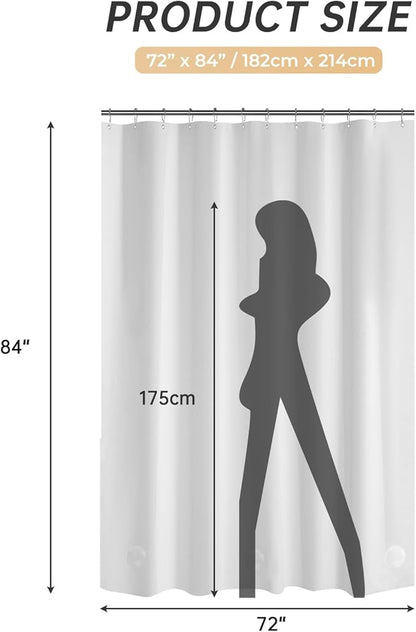 AmazerBath Plastic Shower Curtain 84 Inches Long, 72 x 84 White Weighted Extra Long Shower Curtain, PEVA Heavy Duty Tall Bathroom Curtains with 3 Big Clear Weighted Stones and 12 Grommet Holes