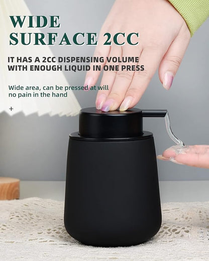 BosilunLife Black Soap Dispenser - Ceramic Dish Soap Dispenser for Bathroom 12ounce Refillable Liquid Hand Dispenser for Essential Oil, Lotion Dispenser with Pump (Rubber Paint)