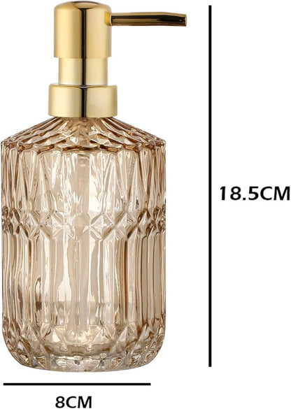 Soap Dispenser with Pump, Refillable Liquid Hand Soap Dish Soap Dispensers for Bathroom Counter, Kitchen Sink (Amber)