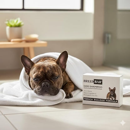 BreedBar™ French Bulldog Shampoo Bar for Folds & Sensitive Skin — PH-Balanced, Natural, Dead Sea Mineral Dog Soap, 100g