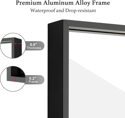 24x30 Inch Black Bathroom Mirror, Copper-Free Mirror, Aluminum Alloy Frame Vanity Mirror, Rectangle Wall Mounted Mirror, Modern Mirror for Bedroom/Living Room/Porch Horizontal or Vertical