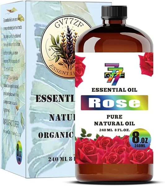 Rose Essential Oil (8 oz / 240 ml) – Rose Oils for diffusers, humidifiers, Home Baths, Cleaning Products, Yoga, DIY Soaps and DIY Scented Candles
