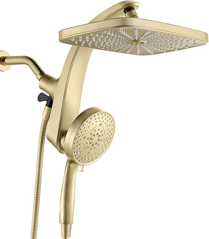 High Pressure Rain Shower Head: Upgrade Shower Heads with Handheld Spray Combo with Fixed Showerhead and 10 Sprays Handheld Shower Head, Detachable Shower head Built-in Power Jets