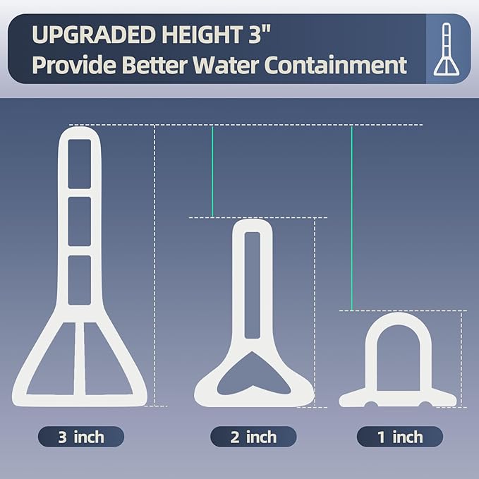 (Upgraded)3” High Shower Threshold Water Dam 67 Inch Collapsible Shower Barrier Water Stopper Shower Water Guard Dry and Wet Separation for Bathroom Kitchen and More(5.6ft)