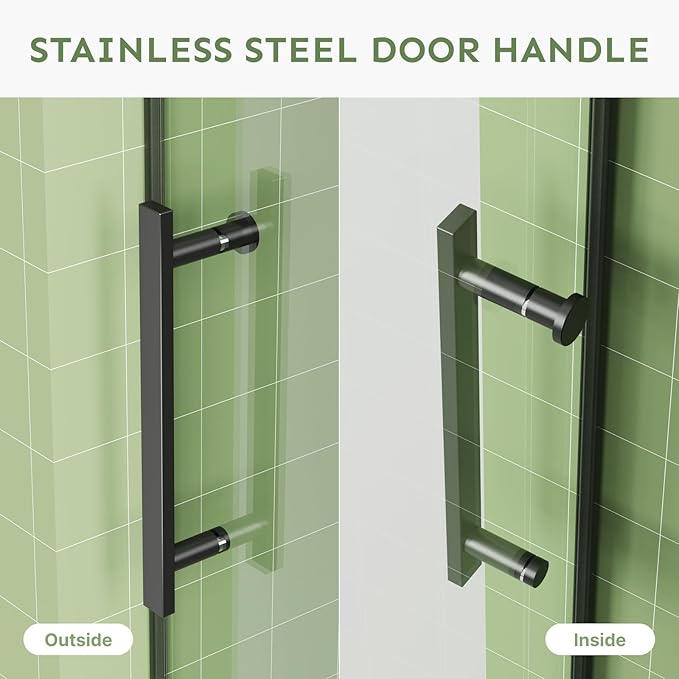 30" Wx72 H Frameless Reversible Pivot Shower Door, 1/4" Clear SGCC Tempered Glass & Shatter Proof Film, 304 Stainless Steel Hardware, Water Protection Seal Stripes Plus Glass-Fixing Aluminum Stripe