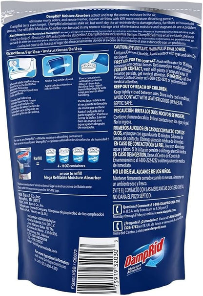 Damp Rid Refillable Moisture Absorber, Includes Single Damp Rid Lavender Vanilla 11oz. Cup & 44oz. Refill Bag - Moisture Absorbers for Closet, 10% More Absorbing Power*, Cleaner Air - ILIOS Packaging.