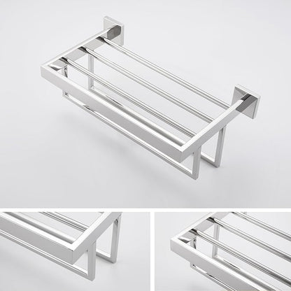 KOKOSIRI Bathroom Towel Shelf 16'' Chrome Towel Rack with Two Bath Towel Bars SUS304 Stainless Steel Wall Mounted, Polished Finish B6003CH-L16