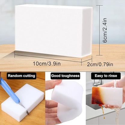 (50 Pack) Extra Large Eraser Sponge - Extra Thick, Long Lasting, Melamine Sponges in Bulk Boat Eraser Multi Surface Scrubber Foam Cleaning Pads - Bathtub, Floor, Baseboard, Bathroom, Wall Cleaner