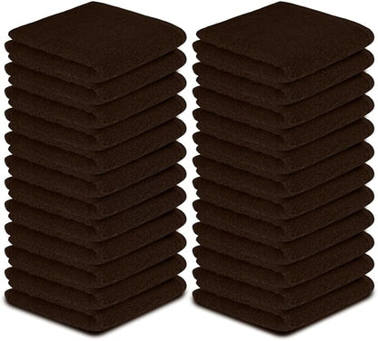 Softolle 100% Cotton Washcloths 60 Pack (12x12 Inches) Soft, Highly Absorbent Washcloth, Face Towels, Wash Cloths for Face, Ring Spun, Bulk Pack (Brown)