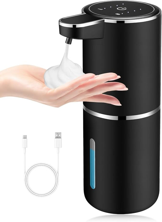 Automatic Soap Dispensers,12.8oz/380ml USB Touchless Automatic Foaming Soap Dispenser,Rechargeabled Wall Mounted Smart Soap Dispenser for Bathroom Kitchen Dish Soap(Black)