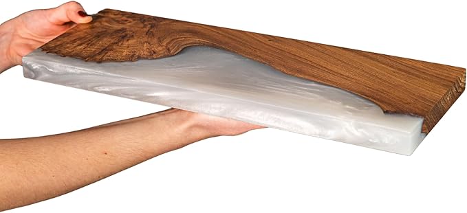 RWA Straight Edge Floating Shelf – Unique Wood Floating Shelf for Wall Decor, Living Room, Bedroom, or Bathroom – Sleek Decorative Wall Shelves for Home & Office (Straight/Platinum, Small - 12x6)