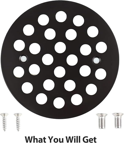 4-1/4” Round Shower Drain Cover,Screw-in Shower Drain Strainer,Easy-to-Install Replacement Cover
