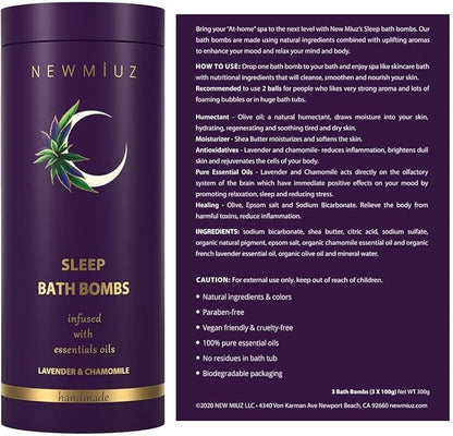 Deep Sleep Bubble Bath Bombs Infused with Lavender Chamomile Essential Oils Moisturizing Bath for Dry Skin and Relaxation Self Care Gift for Women