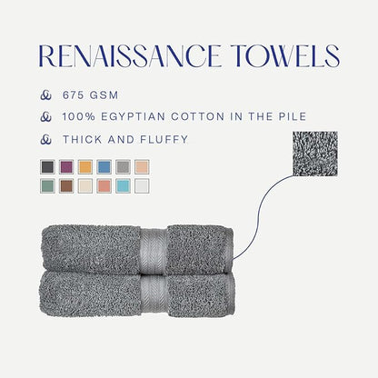 Christy Renaissance 6 Piece Towel Set | Ash Grey | 100% Egyptian Cotton | Luxuriously Soft and Super Absorbent | 675 GSM | 2 Bath Towels 2 Hand Towels 2 Face Cloths