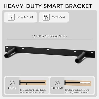 Homeforia 24 inch Golden Oak Floating Shelf, High End Solid Real Wood 24inch Small Floating Shelves for Wall Mounted, Oak Wooden 24in Floating Shelves, Heavy Duty Bracket, 24 X 6.5 X 1.75 in, Set of 4