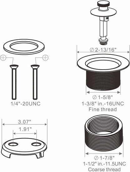 Bathtub Tub Drain Conversion Kit Assembly, Wellup Lift and Turn Twist Tub Drain Trim Kit with Two-Hole Overflow Faceplate, Brushed Nickel