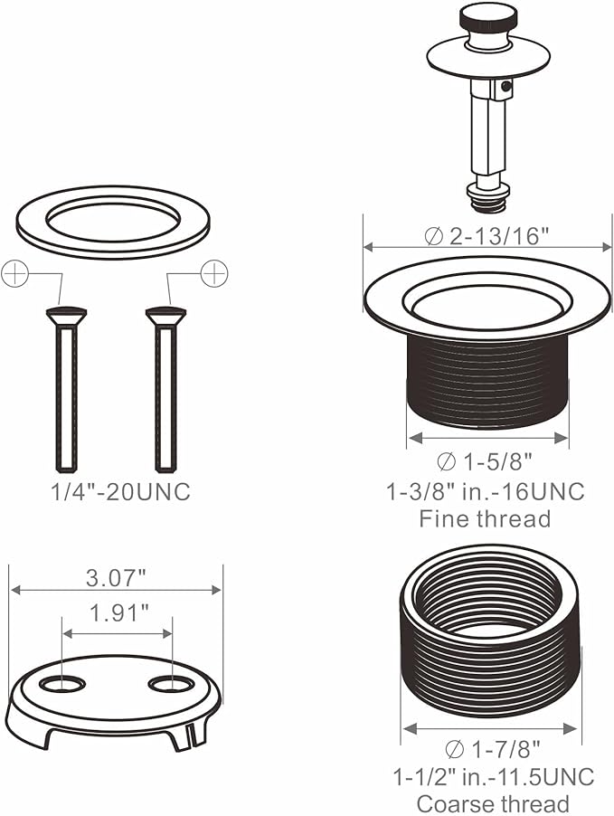 Bathtub Tub Drain Conversion Kit Assembly, Wellup Lift and Turn Twist Tub Drain Trim Kit with Two-Hole Overflow Faceplate, Brushed Brass Gold