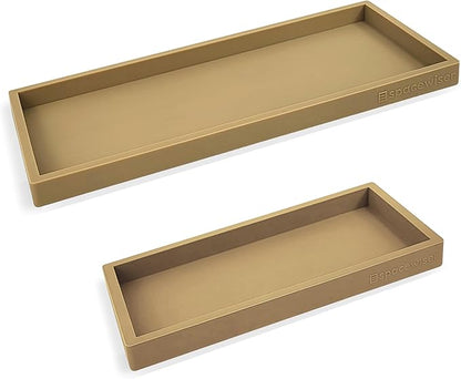 Countertop and Vanity Tray - 2 PC (11” and 7”) Shatterproof Silicone Kitchen and Bathroom Trays for Counter, Kitchen Soap Dispenser Tray, Vanity Trays for Bathroom, Perfume Key Tray