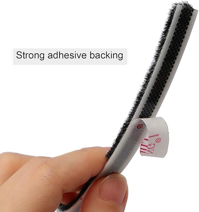 TORRAMI Adhesive Brush Seal Weather Stripping 11/32 inch x 3/16 inch x 16 ft, Dustproof Soundproof Windproof for Windows Bottom and Frame,Sliding Doors Frame,Wardrobe, Black