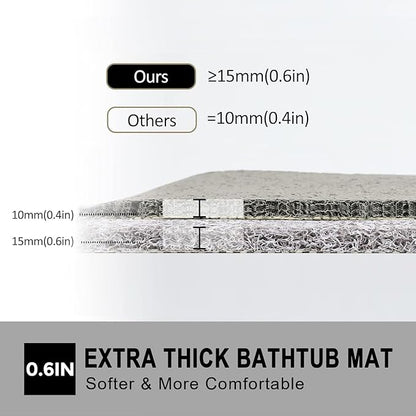 Nonslip Bathtub Mat, Anti Slip Bath Mat 0.6" Extra Thick, Quick Dry Bath Tub Anti Slip Shower Mat, Loofah Non-Slip Bath Mat for Tub Bathroom Pool Kitchen Entryway Home Hotel(Grey 24x27)