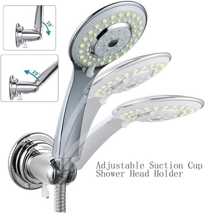 JiePai Vacuum Suction Cup Shower Head Holder,Adhesive Adjustable Suction Handheld Shower Holder Bracket,Removable Wall Mount Holder for Bathroom,Chrome