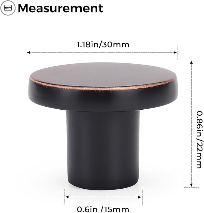 Ravinte 15 Pack Cabinet Knobs Oil Rubbed Bronze Kitchen Cabinet Knobs Round Dresser Drawer Pulls Closet Door Pulls 1-1/5 Inch