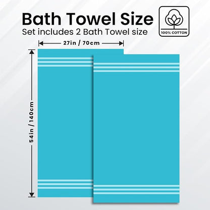 Infinitee Xclusives 100% Cotton Luxury Bath Towels Set of 2 (27x54 Inches) (Serene Teal, Bath Towels - Pack 2)