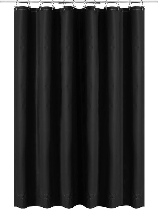 Barossa Design Black Shower Curtain Liner with 6 Magnets - Waterproof Heavy Duty PEVA Shower Liner for Bathroom, 72" x 72" Standard Size, PVC Free, Metal Grommets - Black, 72x72