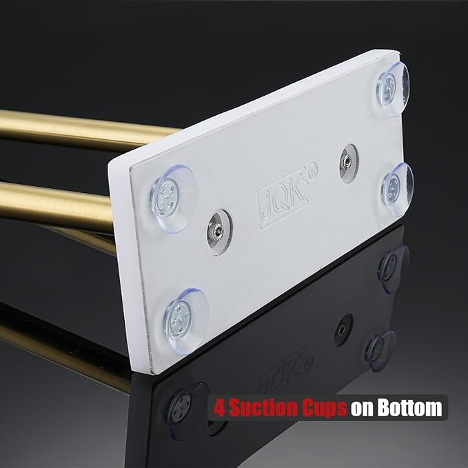 JQK Bath Towel Bar Free Standing Gold, 30 Inch Stand Double Towel Rack Holder Shelf for Bathroom Floor, Brushed Gold, BTH120L30-WG