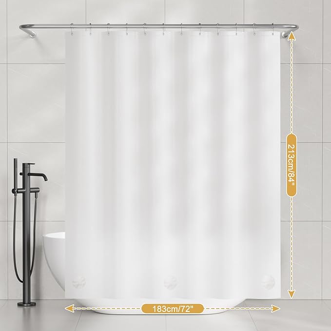 AmazerBath Shower Curtain Liner 2 Pack, 72 x 84 Inches PEVA Plastic Shower Liner with 3 Weighted Stones and 12 Rustproof Metal Grommet, Lightweight Waterproof Shower Curtain - Frosted