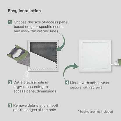 Vent Systems 8'' x 8'' Inch White Metal Access Panel - Easy Access Doors - Access Panel for Drywall, Wall, Electrical and Plumbing Service Door