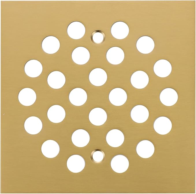 Square Style 4-1/4 inch Screw-in Shower Drainer Cover Floor Drainer Grates with Screws Brushed Golden