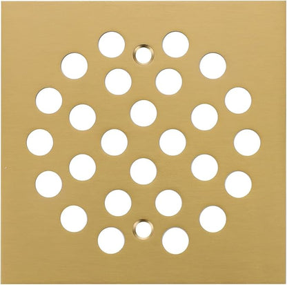 Square Style 4-1/4 inch Screw-in Shower Drainer Cover Floor Drainer Grates with Screws Brushed Golden