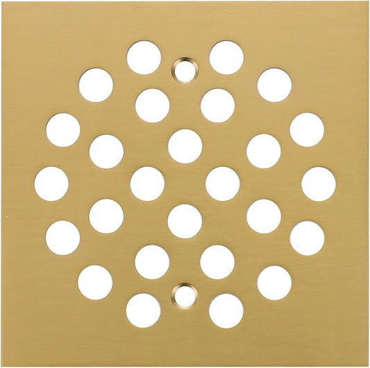 Square Style 4-1/4 inch Screw-in Shower Drainer Cover Floor Drainer Grates with Screws Brushed Golden
