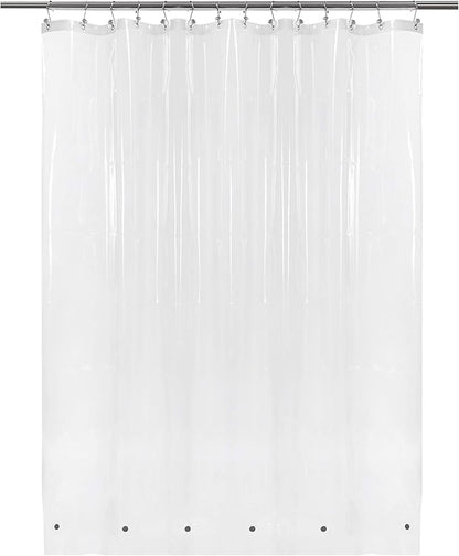 Barossa Design Clear Shower Curtain Liner 82 Width by 74 Height with Free Hooks - 6 Bottom Magnets, Waterproof PEVA, 12 Metal Grommets Curtain PEVA, 82x74