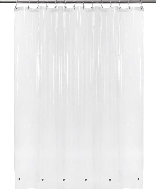 Barossa Design Clear Shower Curtain Liner 82 Width by 74 Height with Free Hooks - 6 Bottom Magnets, Waterproof PEVA, 12 Metal Grommets Curtain PEVA, 82x74