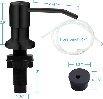 Soap Dispenser for Kitchen Sink, Kichen Sink SoapDispenser, 47" Extension Tube kit, Under Sink Soap Dispenser Pump, No Need More Refills, Good Suction Power, Black
