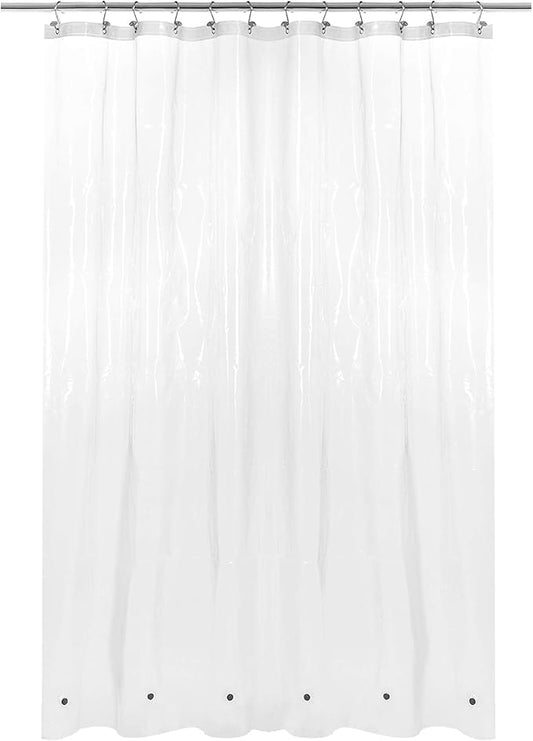 Barossa Design Extra Long Shower Curtain or Liner 72x80-6 Magnets on Bottom, PEVA, Waterproof, PVC Free, Metal Grommets - 72 x 80 Inches, Clear