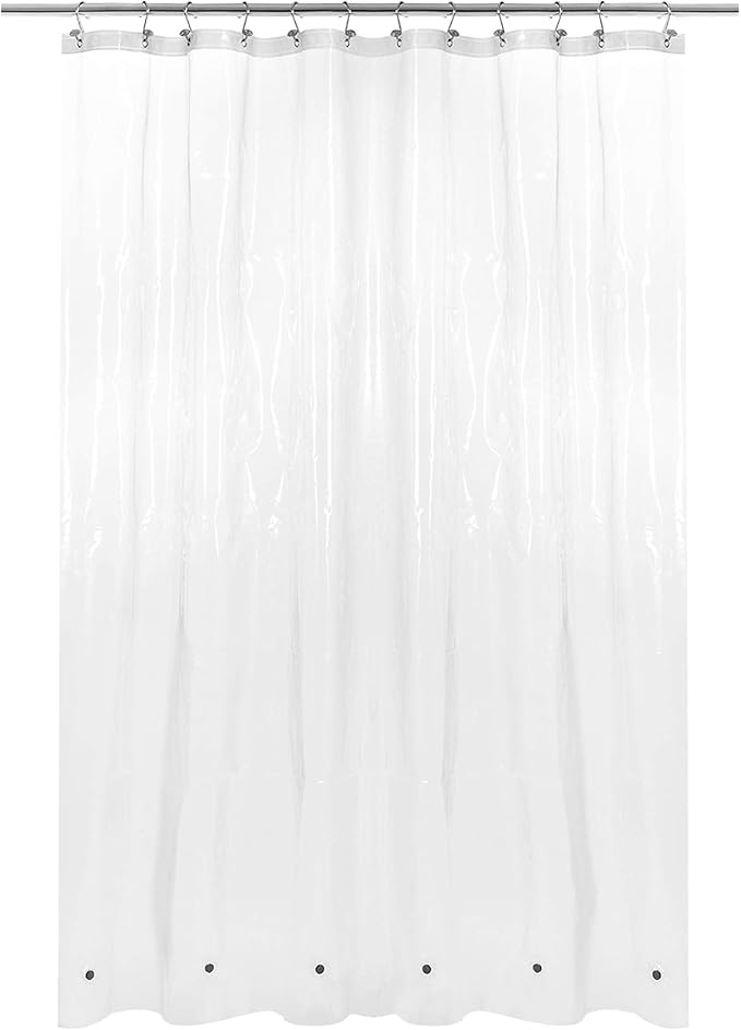 Barossa Design Plastic Shower Curtain Liner 69" x 70" with 6 Magnets - Waterproof PEVA Shower Liner for Standard Size Bathroom, PVC Free, Metal Grommets - Clear, 69X70