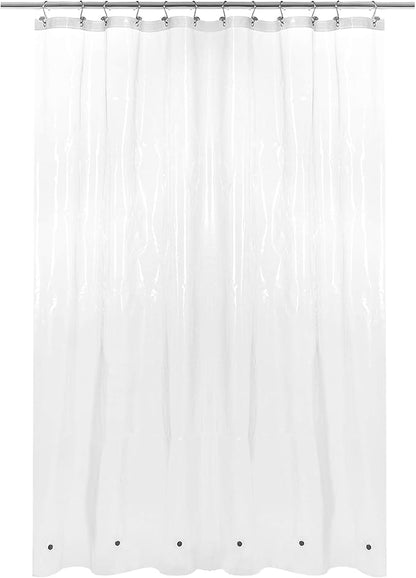 Barossa Design Plastic Shower Curtain Liner 69" x 70" with 6 Magnets - Waterproof PEVA Shower Liner for Standard Size Bathroom, PVC Free, Metal Grommets - Clear, 69X70