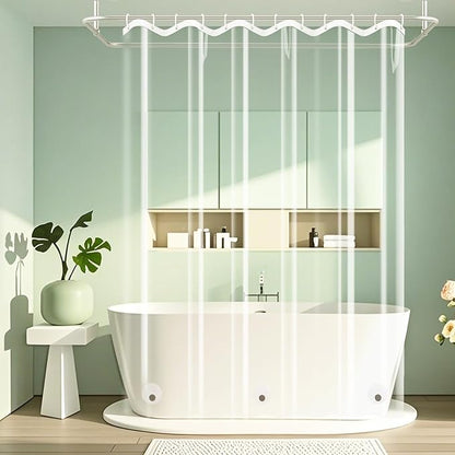 Short Shower Curtain Clear with 3 Large Magnets, 72 x 66 inch Bpa-Free Waterproof PEVA 8G Shower Curtain Liner Weighted, Transparent Shower Curtain for Bathroom Bathtubs