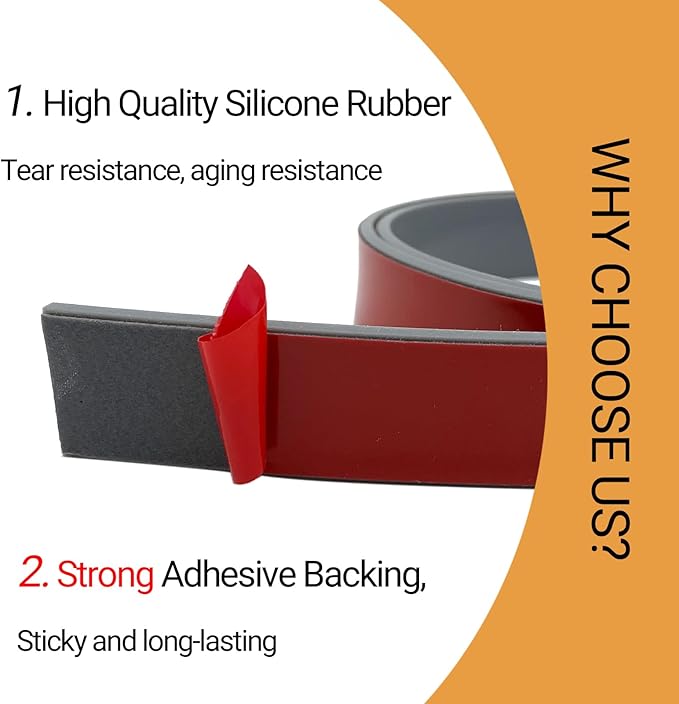 Rubber Seal Strips, Rubber Sheets, Rolls & Strips with Adhesive Backing for DIY Gaskets Material, Warehouse Sealing, Home Application Weather Striping (1” Wide x 1/8" Thick x 10' Long), Gray