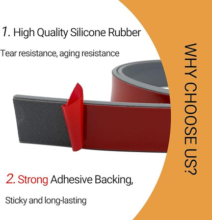 Rubber Seal Strips, Rubber Sheets, Rolls & Strips with Adhesive Backing for DIY Gaskets Material, Warehouse Sealing, Home Application Weather Striping (1” Wide x 1/8" Thick x 10' Long), Gray