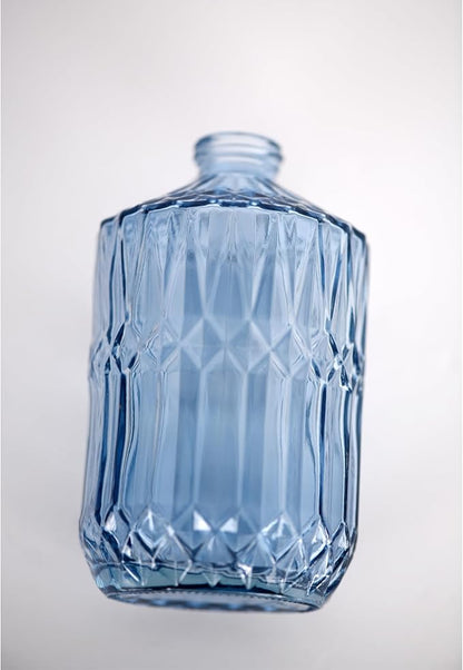 18oz Blue Glass Soap Dispenser, Refillable Kitchen, Bathroom Thick Glass Soap Dispenser with Black Rustproof Pump for Dishwashing Liquid, Hand Soap, Lotion, Body Wash (Blue-Black Pump)