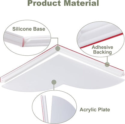 TheBlackSpot 2 Pack Waterproof Shower Splash Guard for Bathtub to Keep Water in Shower, Self-Adhesive Splash Guard for Walk in Showers, Showers Corner Protectors Guards for Bath Tub