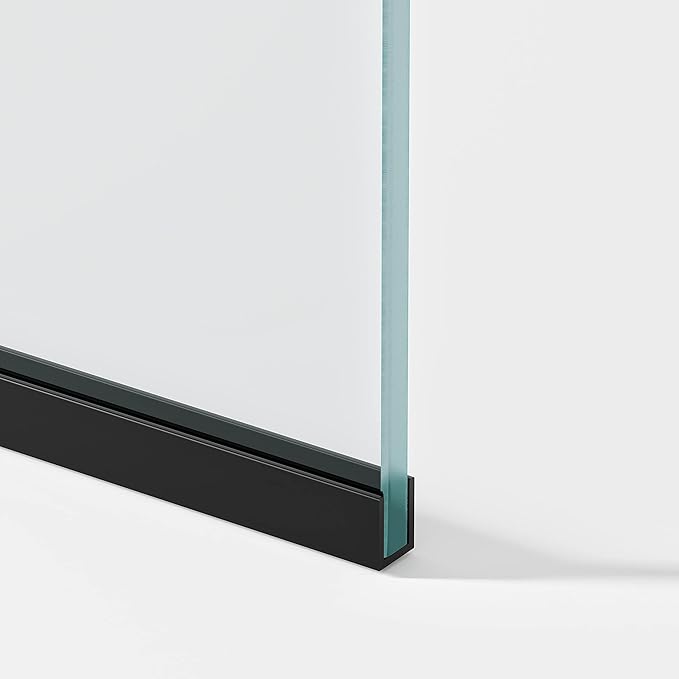 Royalty Fixed Shower Screen - 24" x 76" Frameless 3/8" Clear Tempered Glass Panel with Hardware - Easy Clean Smart Guard Coating - Minimalist Modern Design for Bathroom - Matte Black