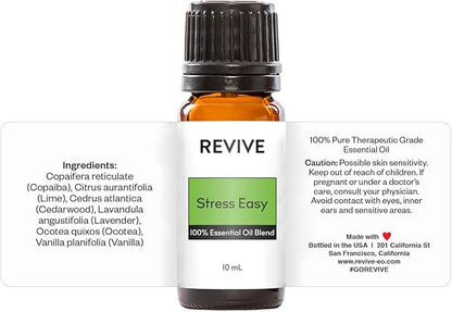 Stress Easy Essential Oil Blend by Revive Essential Oils - 100% Pure Therapeutic Grade, for Diffuser, Humidifier, Massage, Aromatherapy, Skin & Hair Care